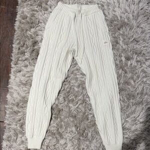 Alo White Cable Knit Joggers